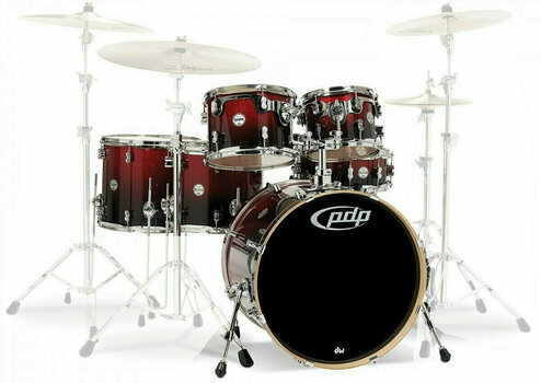 Akustická bicí souprava PDP by DW Concept Shell Pack 6 pcs 22" Red to Black Sparkle - 1