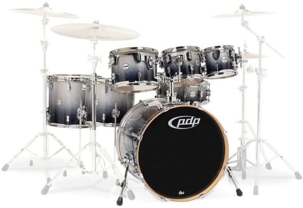 Akoestisch drumstel PDP by DW Concept Shell Pack 7 pcs 22" Black Sparkle-Silver