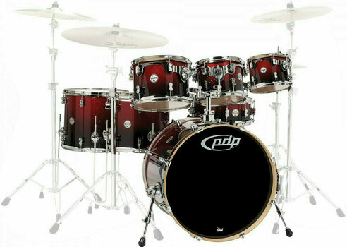 Set de tobe acustice PDP by DW Concept Shell Pack 7 pcs 22" Red To Black Fade - 1