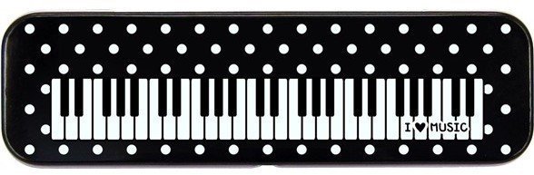 Muziekpen / potlood Music Sales Keyboard Design Tin Pencil Case in Polka Dot