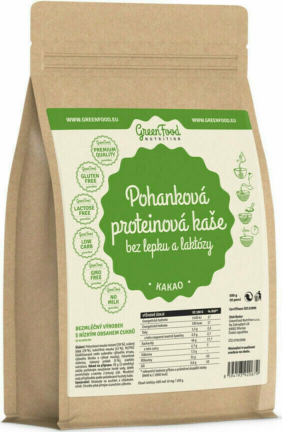 Alimentos saludables Green Food Nutrition Protein Buckwheat Porridge Cacao 500 g Alimentos saludables