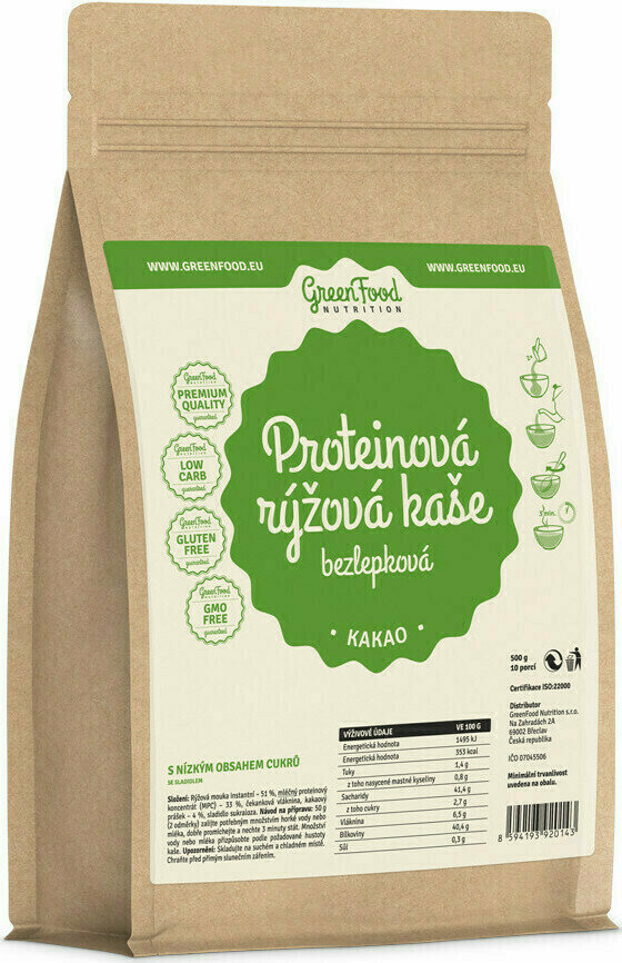 Fitnessvoeding Green Food Nutrition Protein Rice Gluten-free Porridge Cocoa 500 g Fitnessvoeding