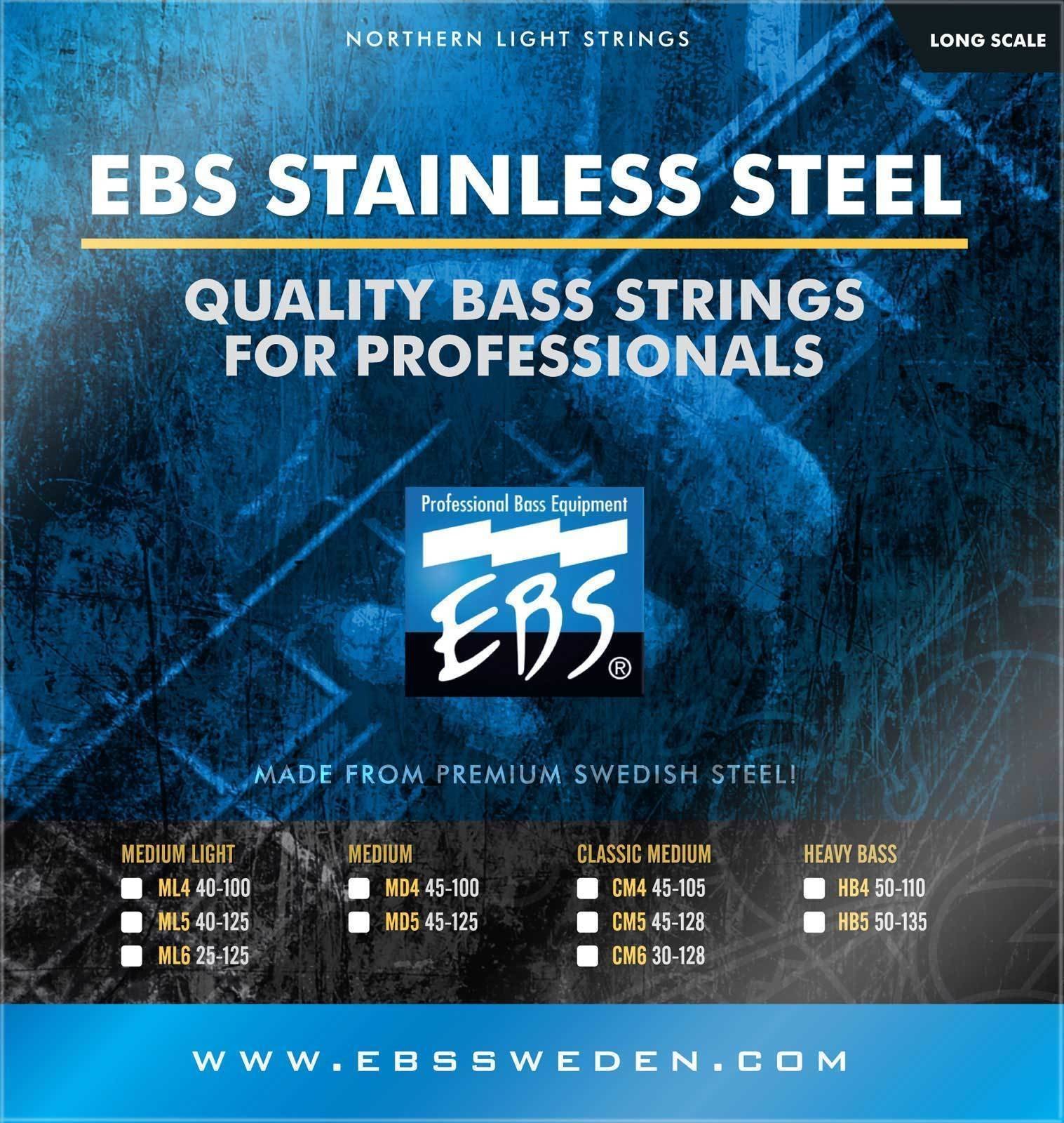 Bassguitar strings EBS SS-MD5 Stainless Steel 45-125