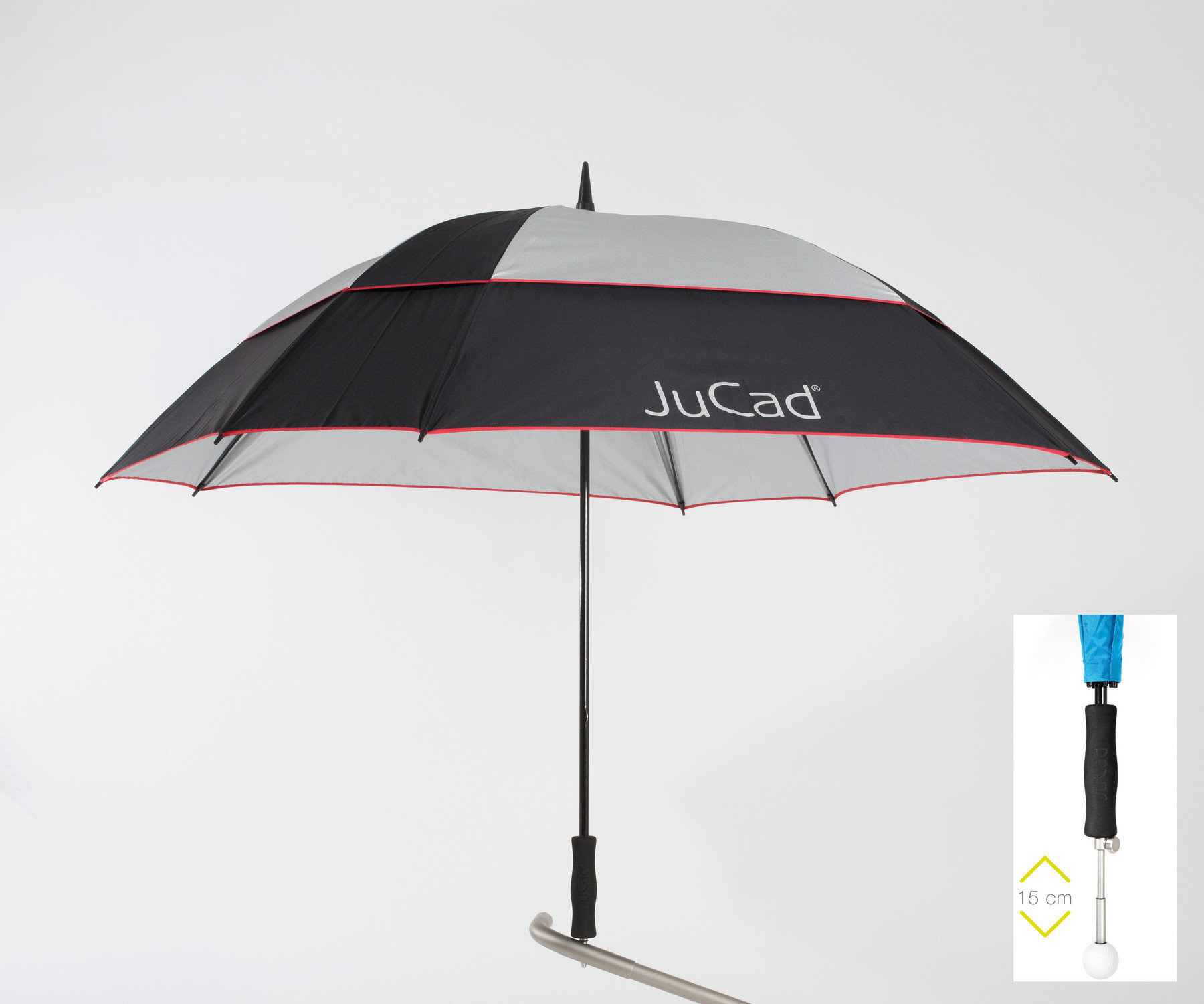 Аксесоари за голф > Чадъри Jucad Telescopic Windproof Umbrella Black-Silver-Red