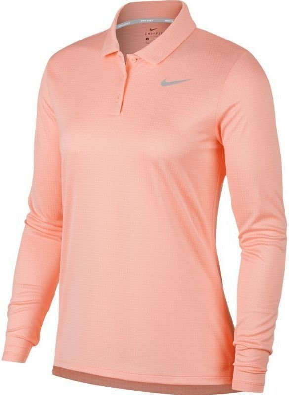 Polo košeľa Nike Dry Core Dámska Polo Košeľa Dlhý Rukáv Storm Pink/Anthracite/White S