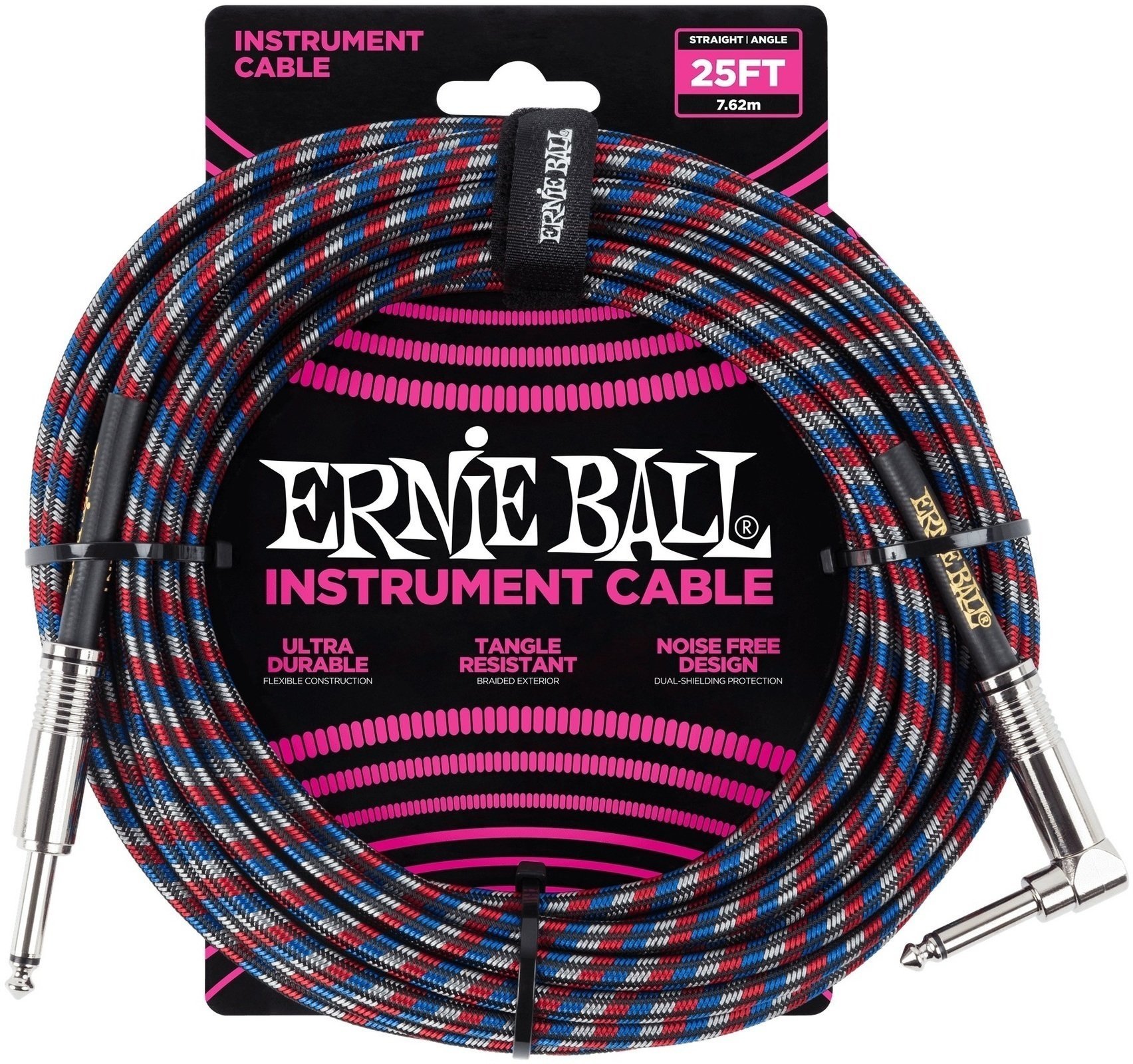 Câble pour instrument Ernie Ball P06063 Multi 7,5 m Droit - Angle