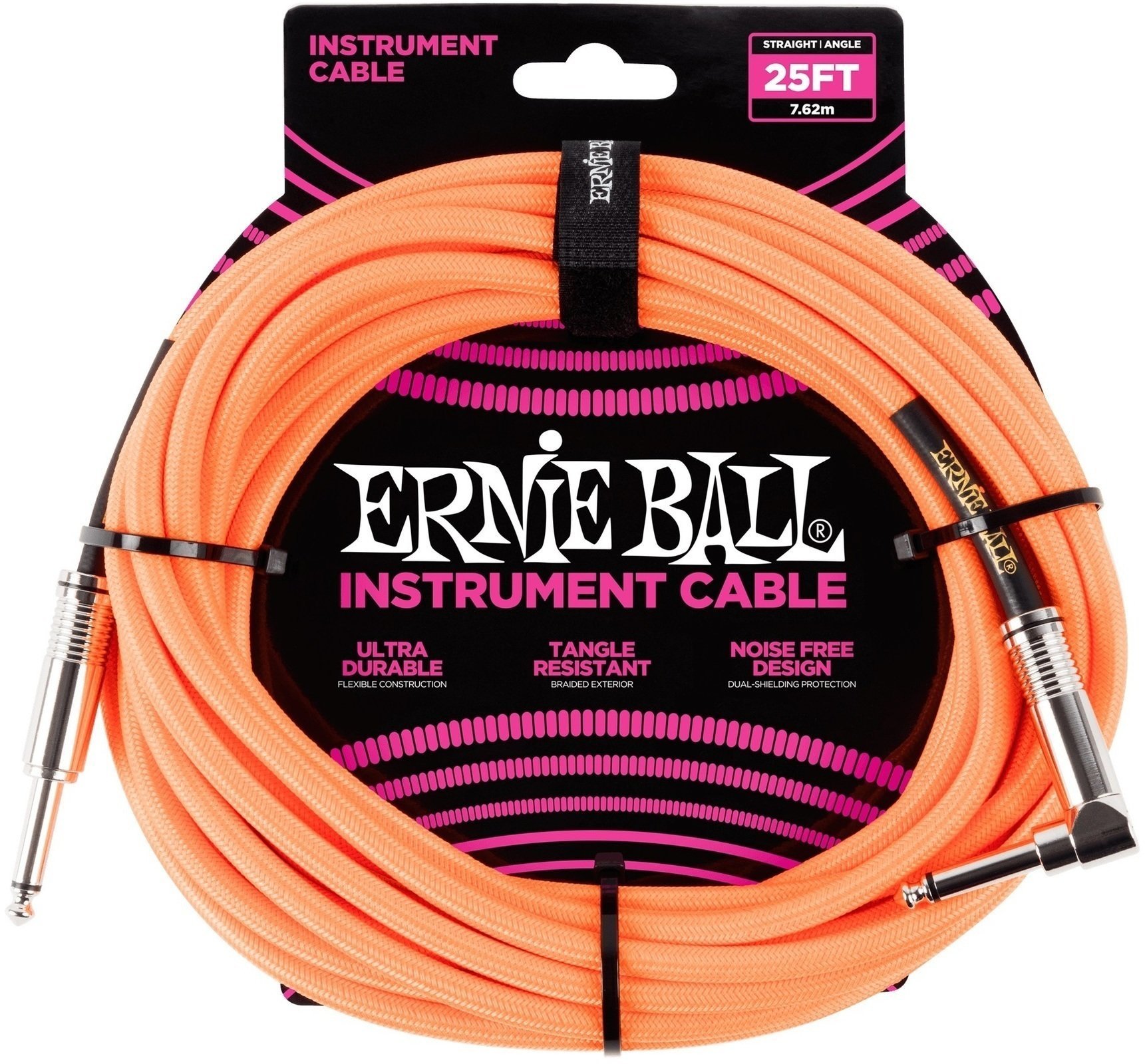 Kabel instrumentalny Ernie Ball P06067 Pomarańczowy 7,5 m Prosty - Kątowy