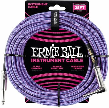 Nástrojový kábel Ernie Ball P06069 Fialová 7,5 m Rovný - Zalomený - 1
