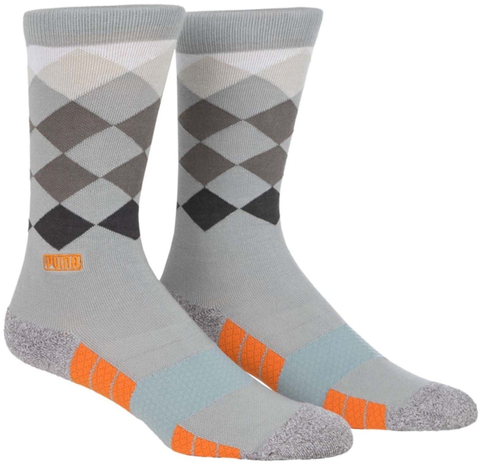 Ponožky Puma Fusion Argyle Crew Sock Quarry-Shocking Orange 9-12