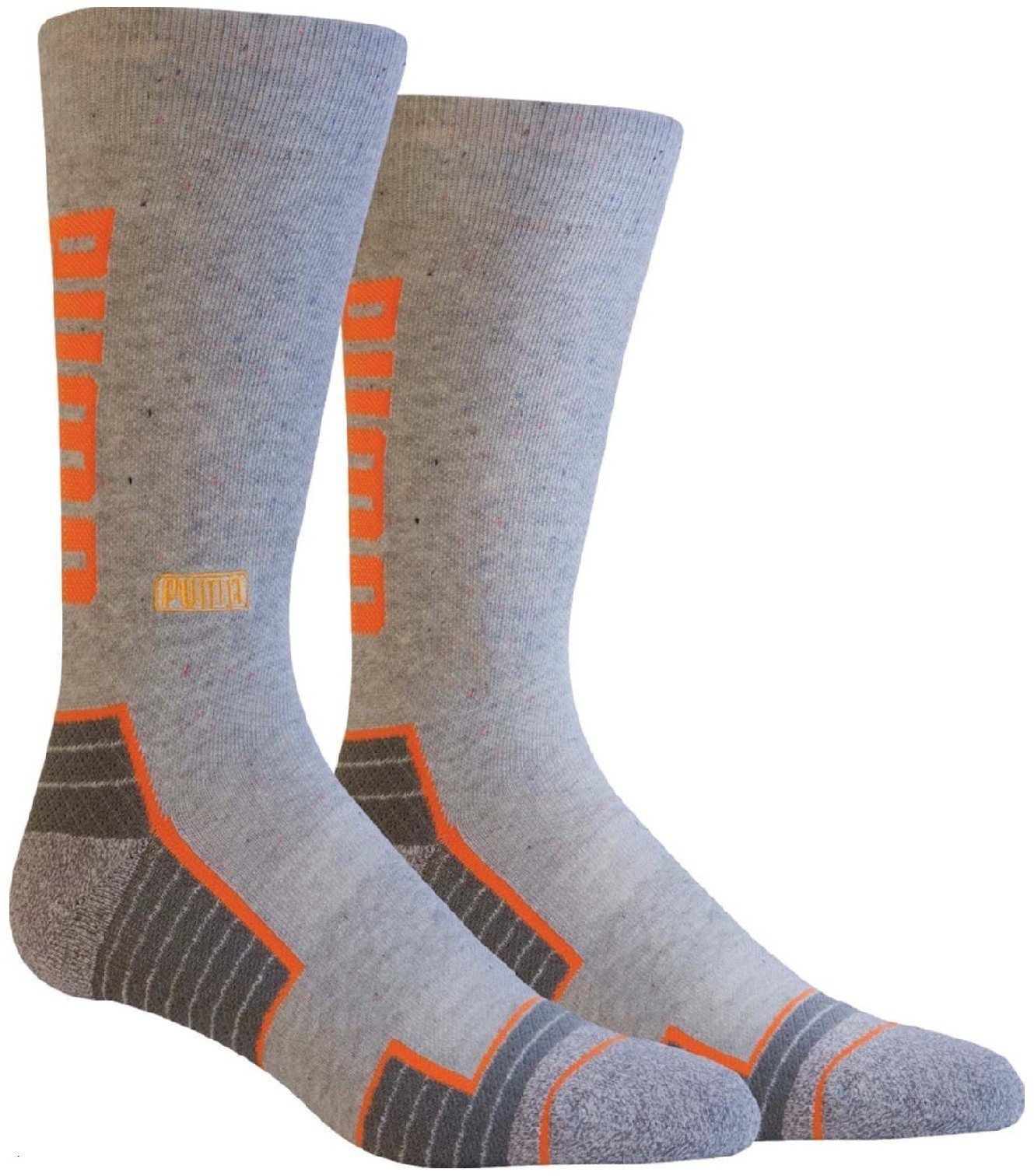 Socks Puma Fusion Wordmark Crew Sock Quarry-Shocking Orange 9-12