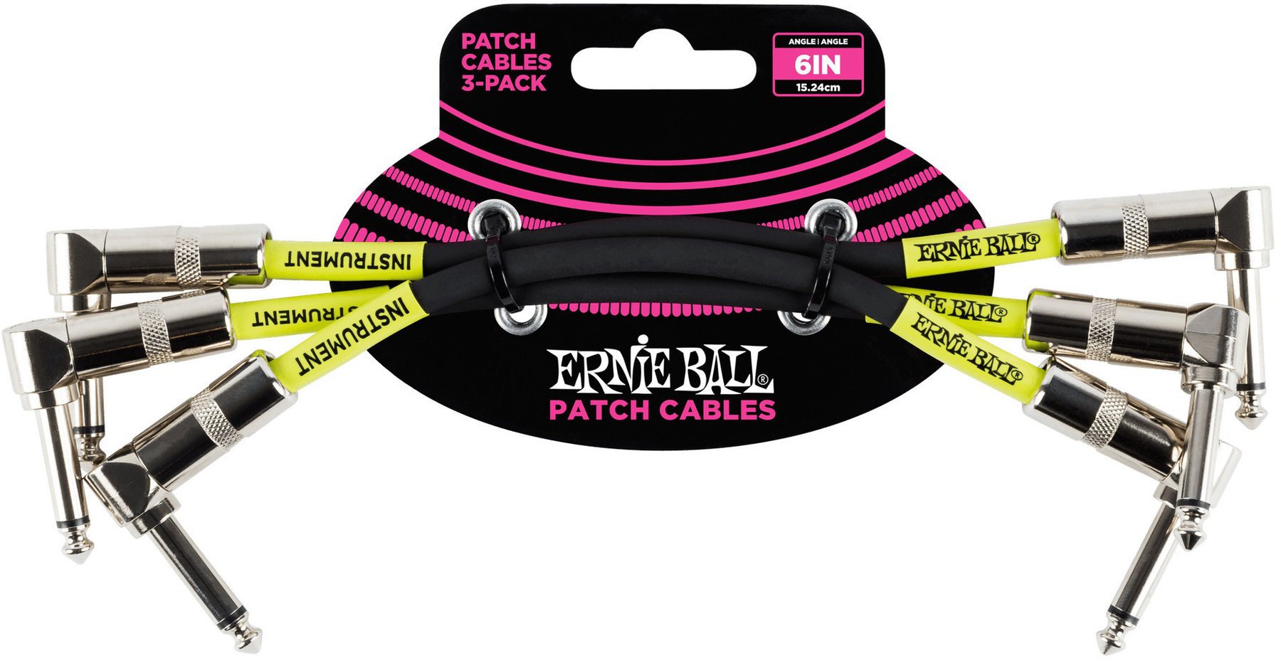 Câble de patch Ernie Ball P06050 Noir 15 cm Angle - Angle