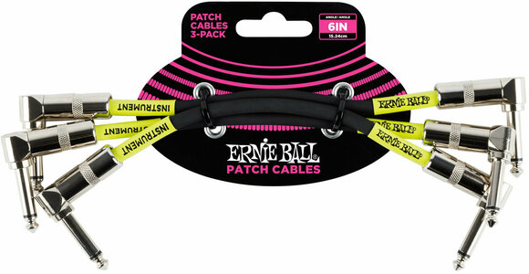 Propojovací kabel, Patch kabel Ernie Ball P06050 Černá 15 cm Lomený - Lomený - 1