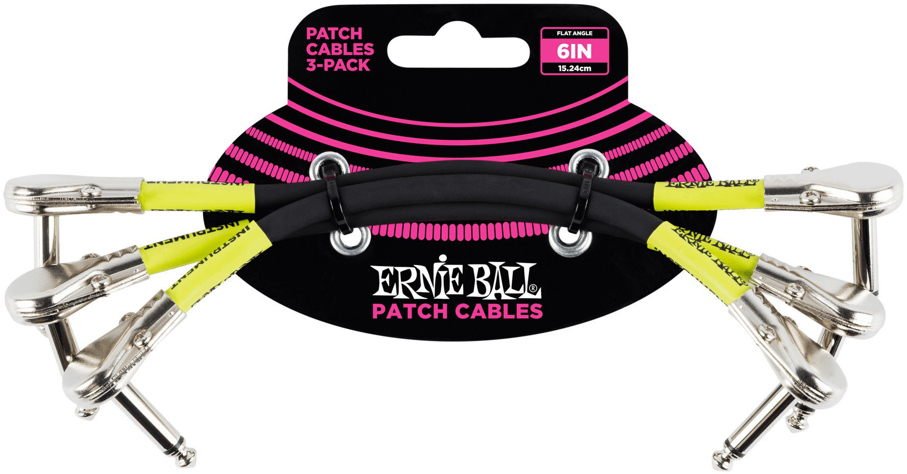 Câble de patch Ernie Ball P06059 Noir 15 cm Angle - Angle