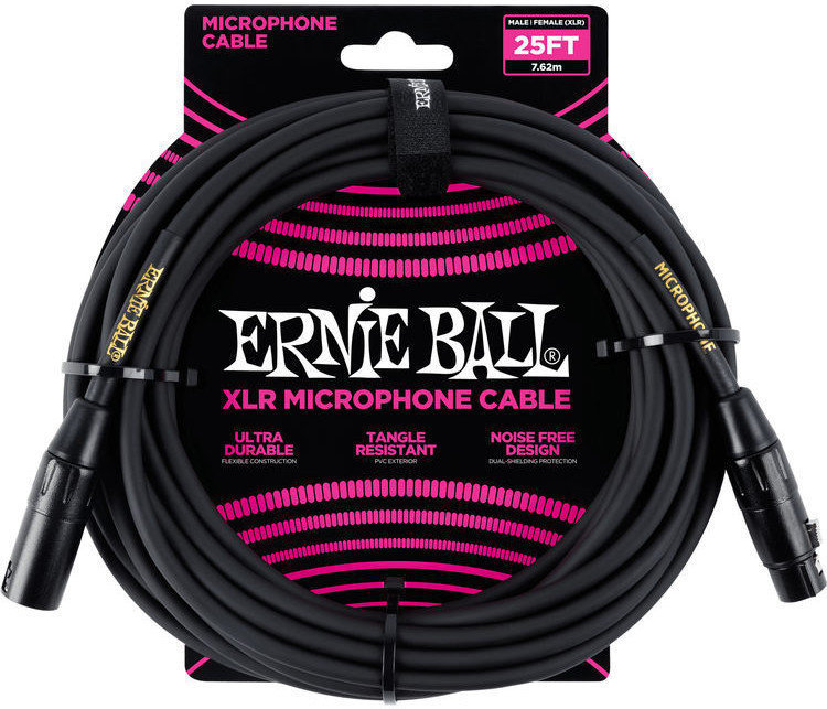 Microphone Cable Ernie Ball P06073 Black 7,5 m