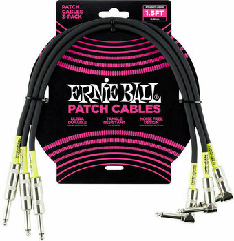 Kabel rozgałęziacz, Patch kabel Ernie Ball P06076 Czarny 45 cm Prosty - Kątowy - 1