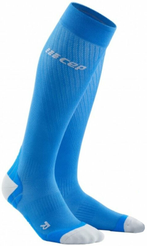 Meias de corrida CEP WP40KY Compression Tall Socks Ultralight Electric Blue/Light Grey III Meias de corrida