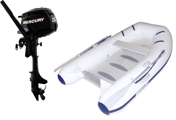 Inflatable Boat Mercury Inflatable Boat Air Deck Deluxe 250 - Mercury F2,5M SET 250 cm