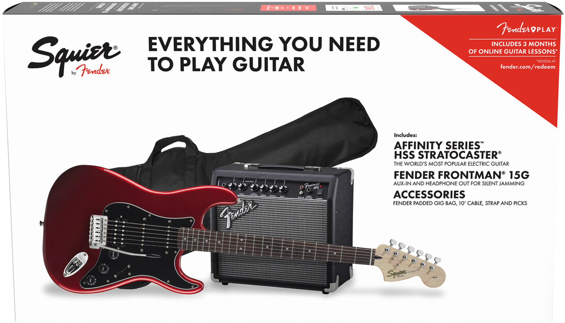 Guitarra elétrica Fender Squier Affinity Series Stratocaster Pack HSS IL Candy Apple Red