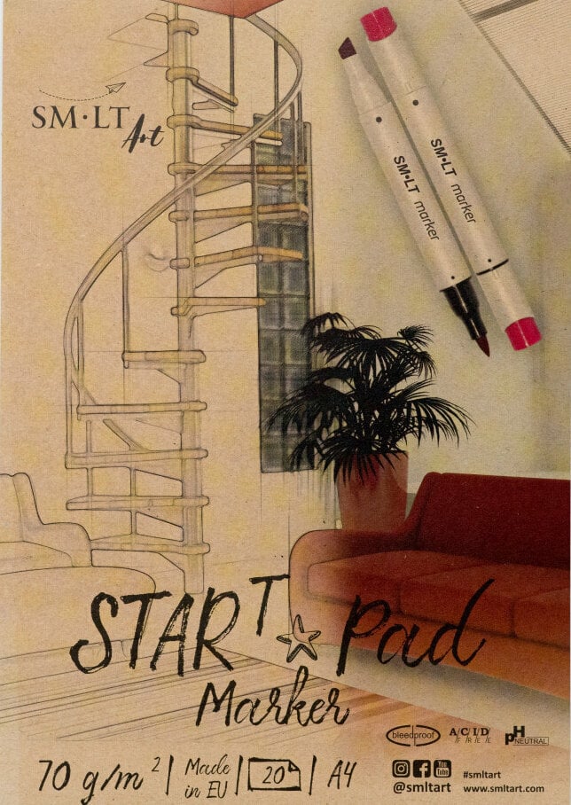 Sketchbook Smiltainis Sketch Pad for Markers Skitsebog 20 A4 75 g