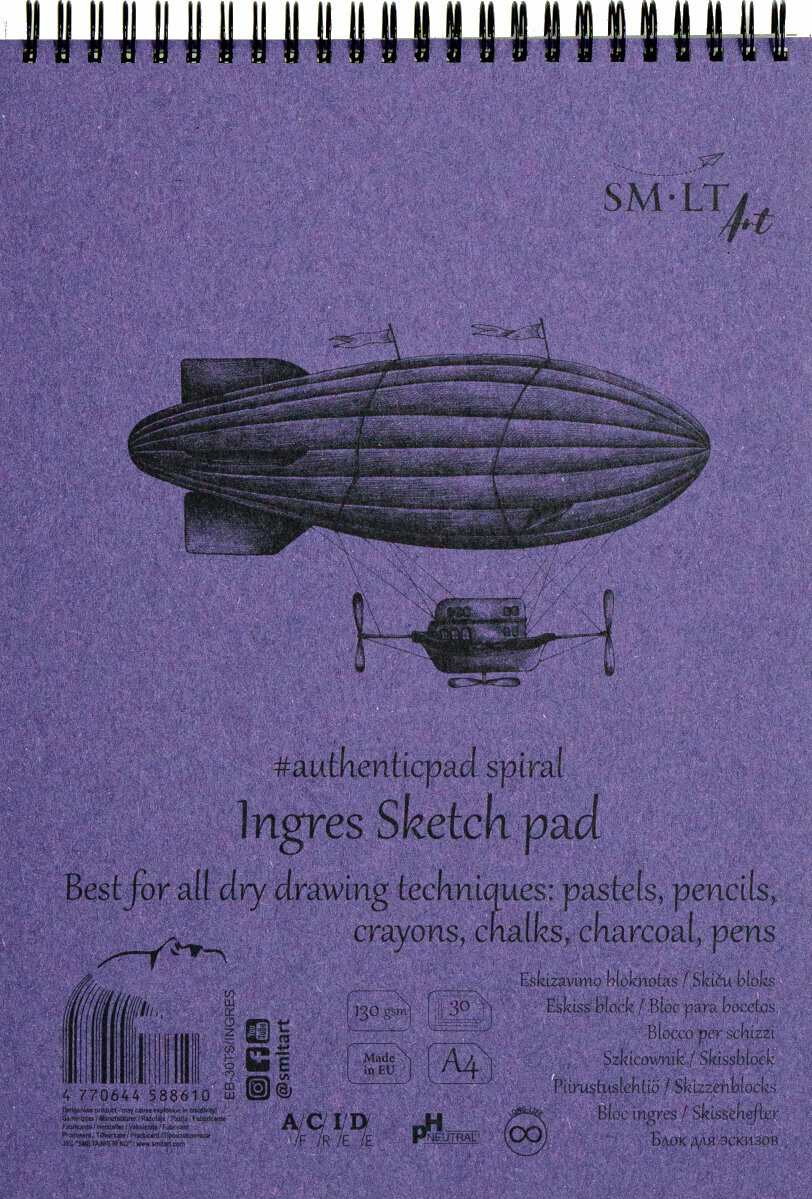 Sketchbook Smiltainis Ingres Sketch Pad Sketchbook 25 A5 130 g