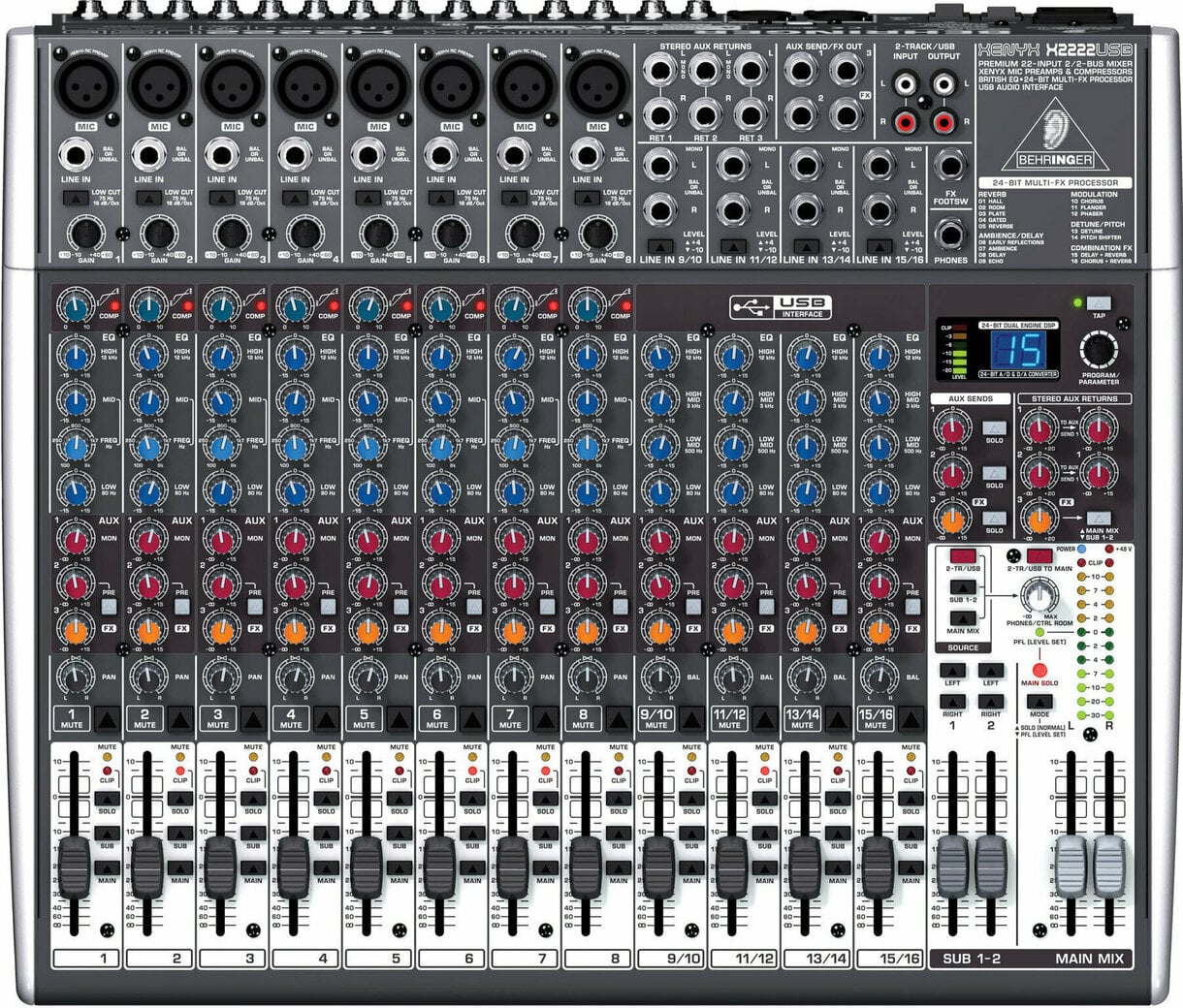 Behringer XENYX X 2222 USB Mixing Desk - Muziker