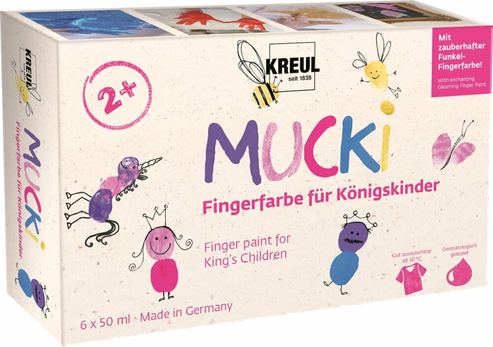 Boja prsta Kreul Mucki Set boja za prste 6 x 50 ml