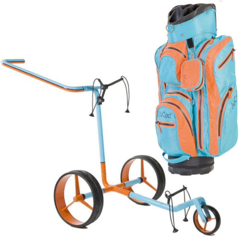 Manual Golf Trolley Jucad Carbon 3-Wheel Aquastop Bag SET GT Manual Golf Trolley