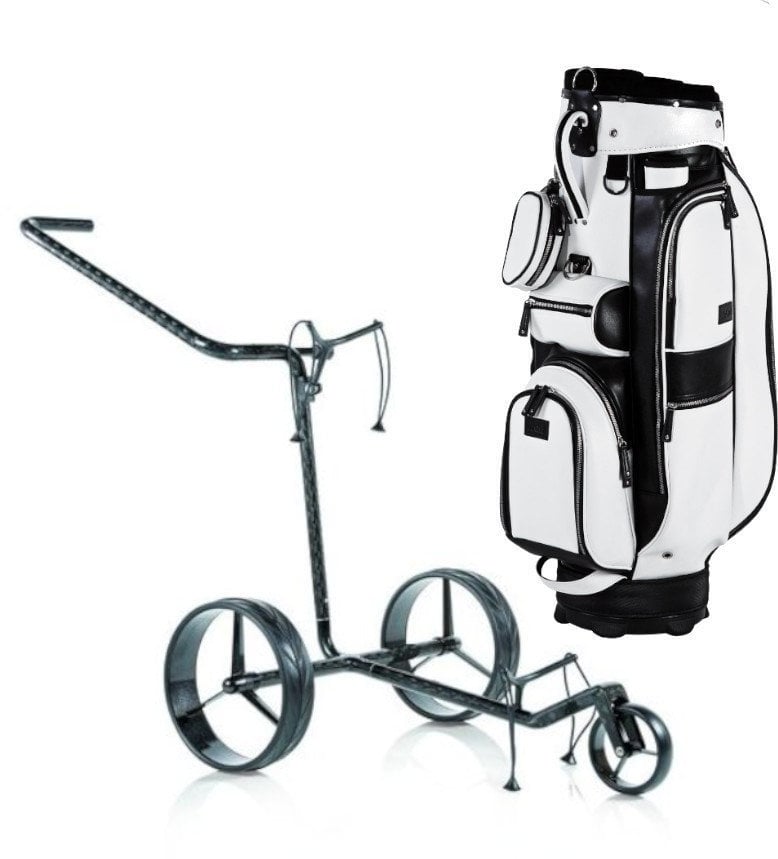 Manual Golf Trolley Jucad Carbon 3-Wheel SET Black/White Manual Golf Trolley