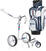 Carrito eléctrico de golf Jucad Racing White Carbon Electric - Aquastop Bag Blue White Red SET Carrito eléctrico de golf