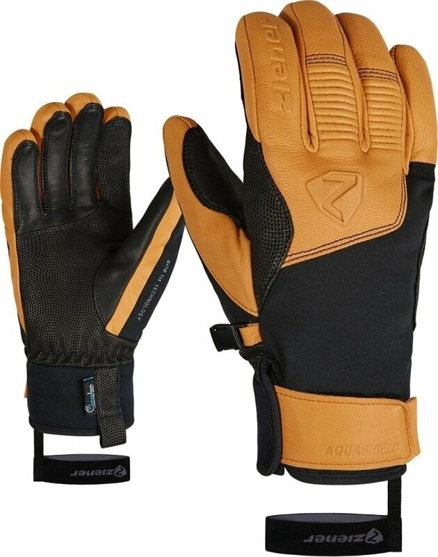 Lyžiarske rukavice Ziener Ganzenberg AS AW Black/Tan 9 Lyžiarske rukavice