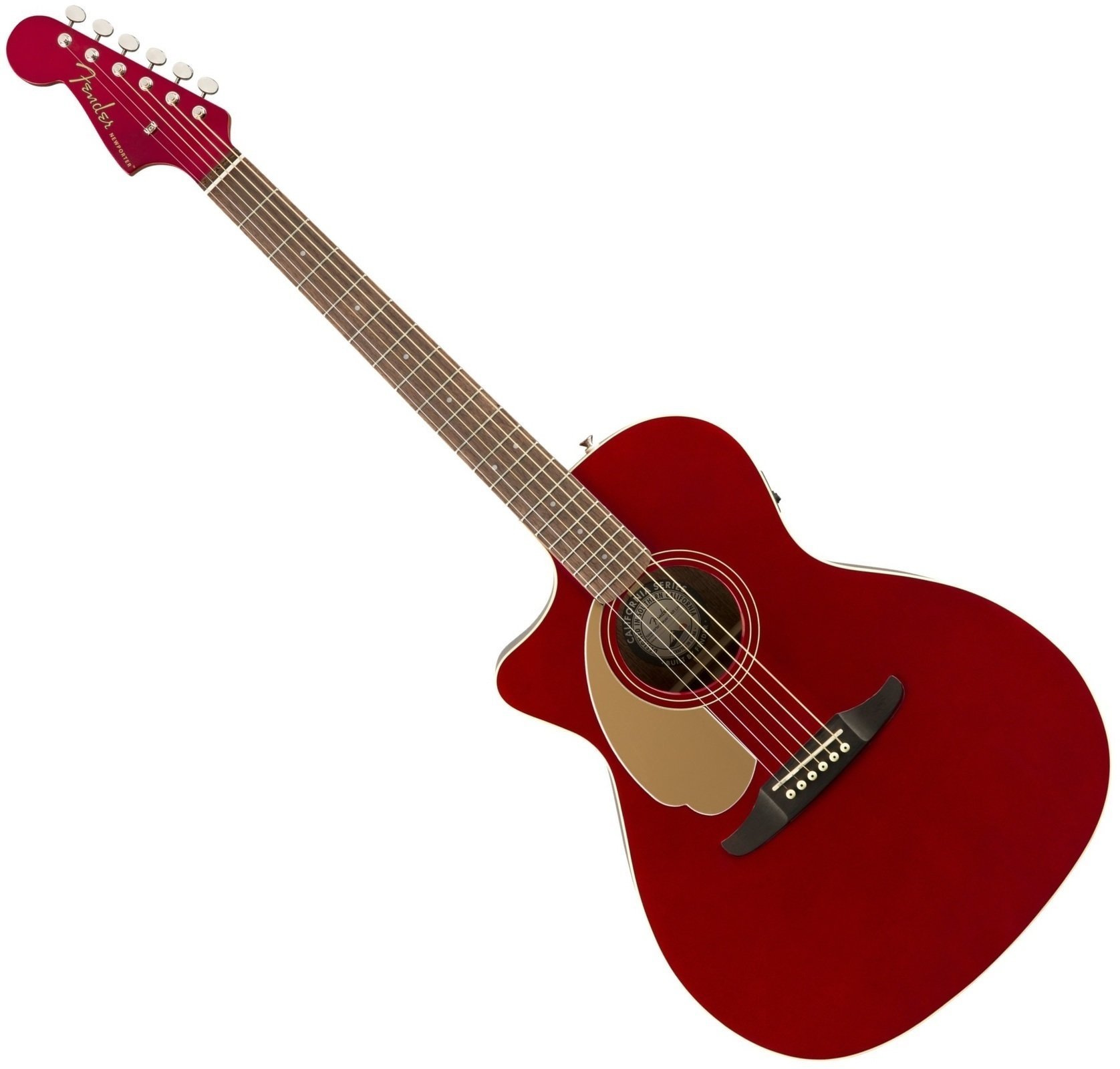 Guitare Jumbo acoustique-électrique Fender Newporter California Player LH Candy Apple Red