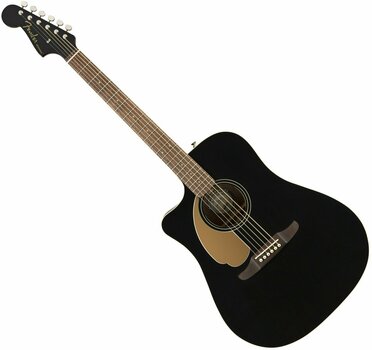 Guitare Dreadnought acoustique-électrique Fender Redondo California Player LH Noir - 1