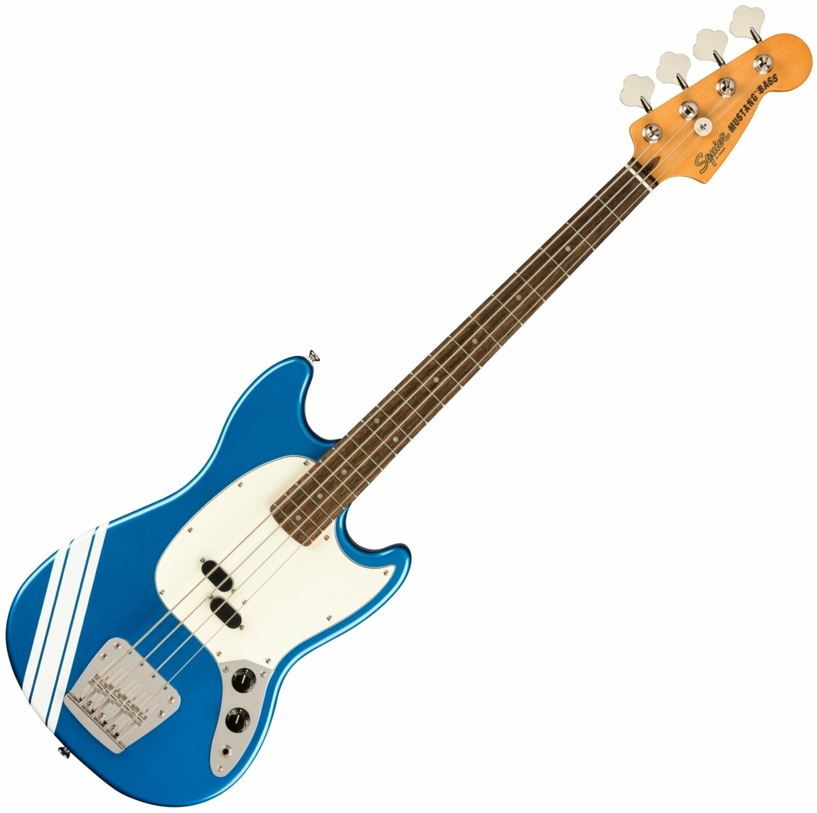 Bajo de 4 cuerdas Fender Squier FSR 60s Competition Mustang Bass Classic Vibe 60s LRL Lake Placid Blue-Olympic White Stripes
