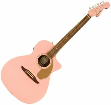 Jumbo elektro-akoestische gitaar Fender FSR Newport Player WN Shell Pink - 1