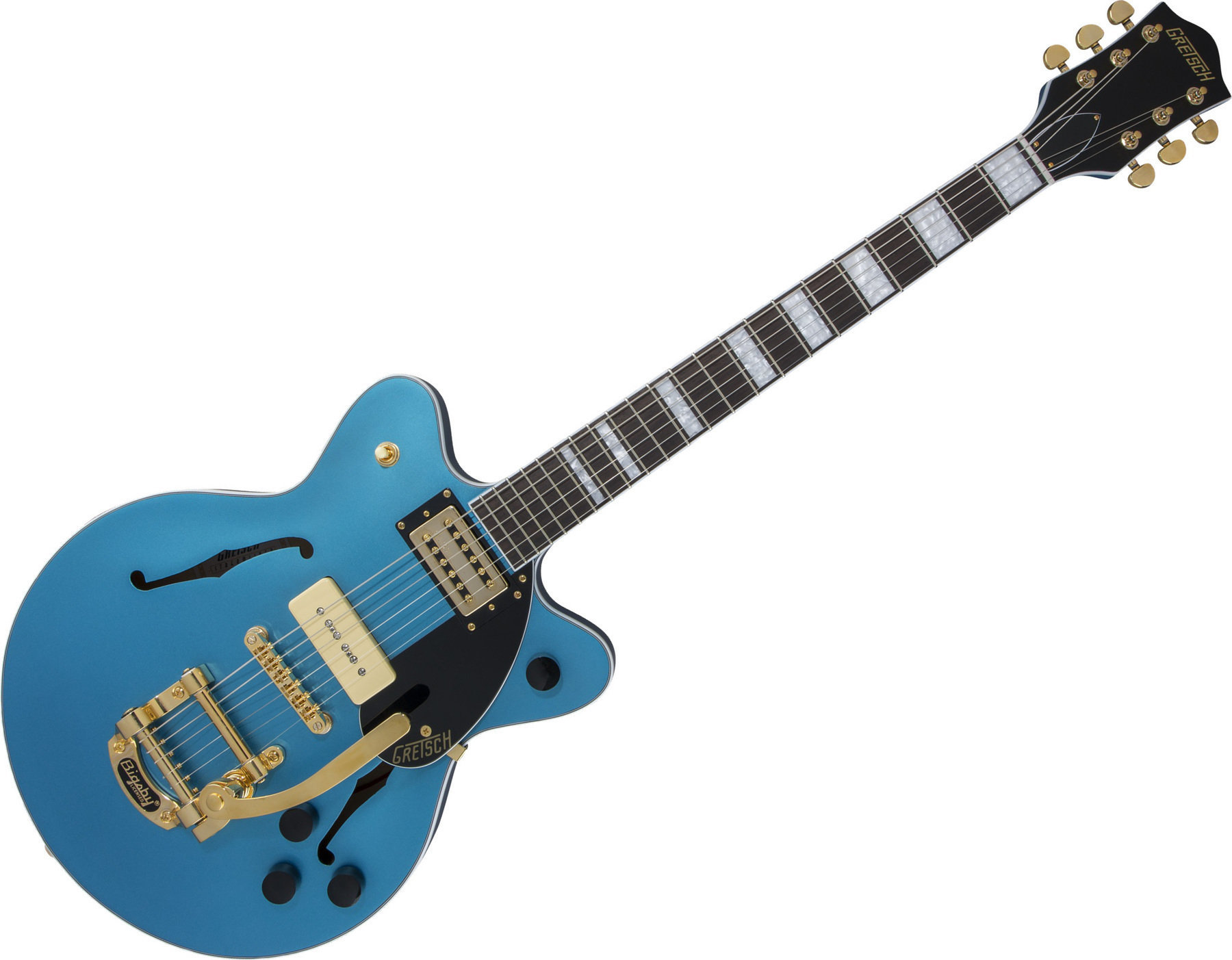 Semi-akoestische gitaar Gretsch G2655TG-P90 Streamliner Center Block Jr. Rivera Blue Satin