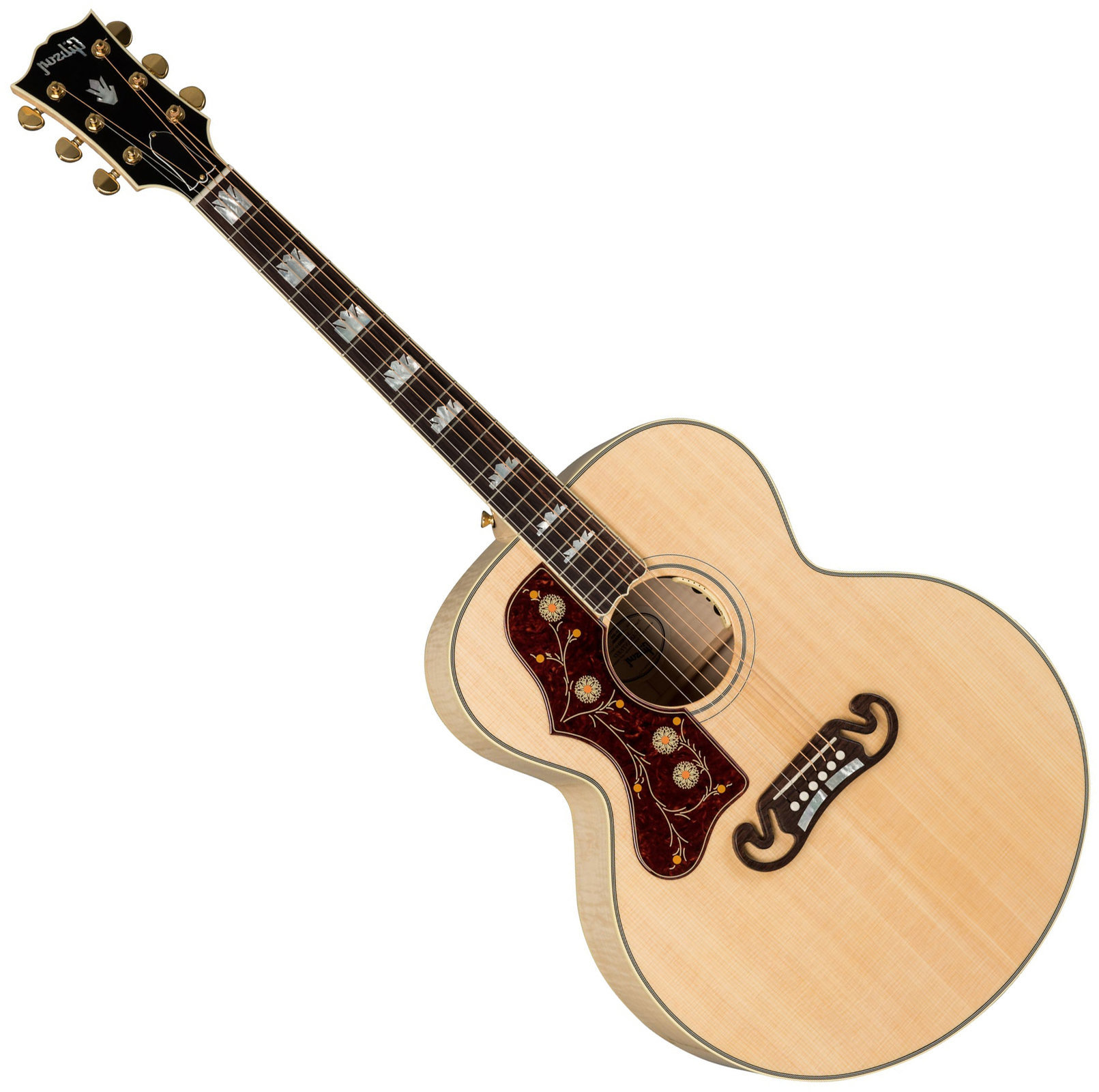 Guitare Jumbo acoustique-électrique Gibson J-200 Standard 2019 Antique Natural Lefty