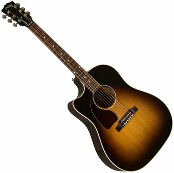 Guitare Dreadnought acoustique-électrique Gibson J-45 Cutaway 2019 Vintage Sunburst Lefty - 1