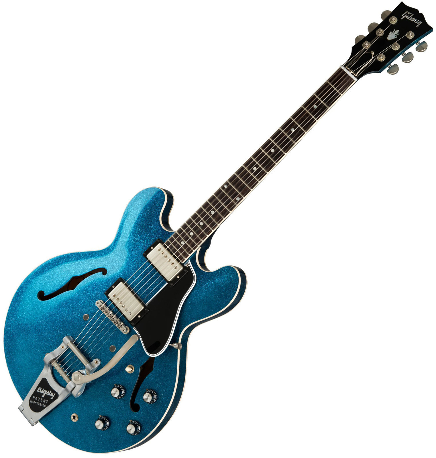 Halvakustisk gitarr Gibson MOD Series 1961 ES-335 2019 Bigsby Blue Sparkle