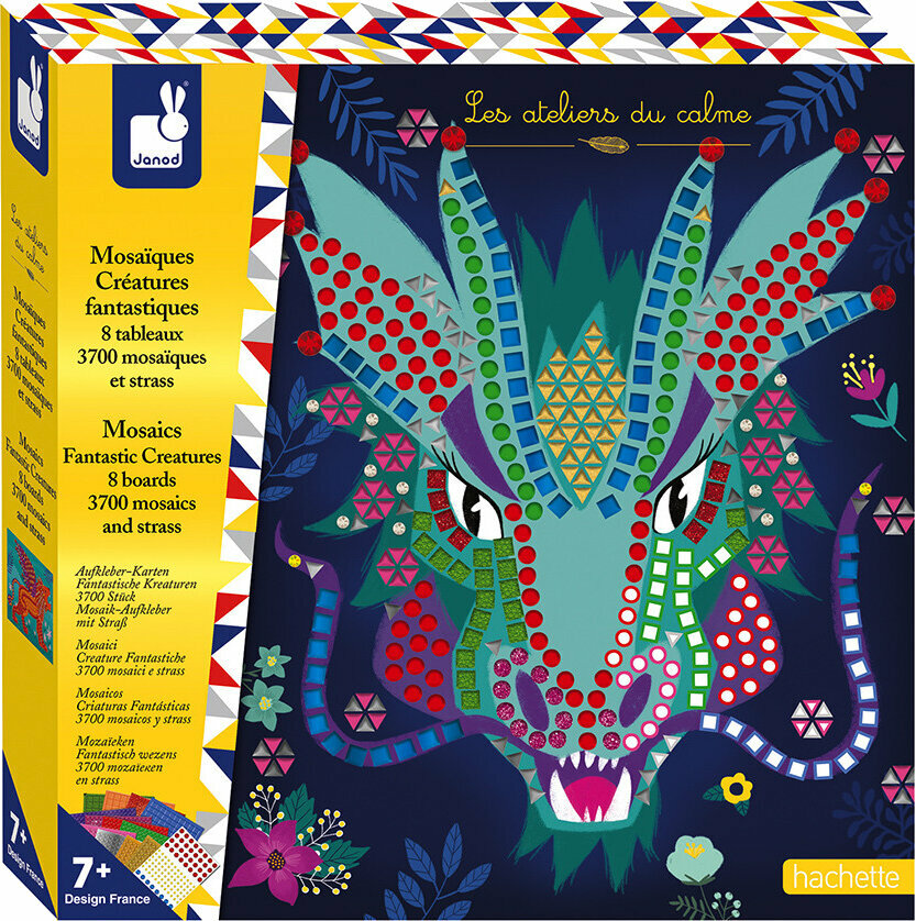 Kreativ und Lernspielzeug - Janod Mosaic Fantastische Tiere Maxi-Set 7 +