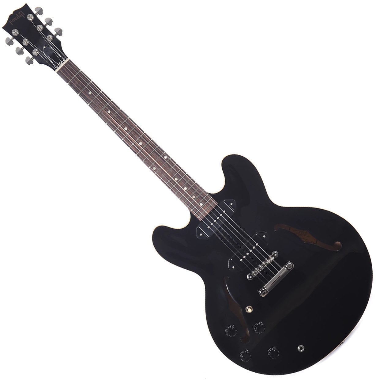 Guitare électrique pour gauchers Gibson ES-335 Dot P-90 2019 Ebony Lefty