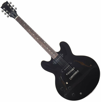 Guitare électrique pour gauchers Gibson ES-335 Dot P-90 2019 Ebony Lefty - 1