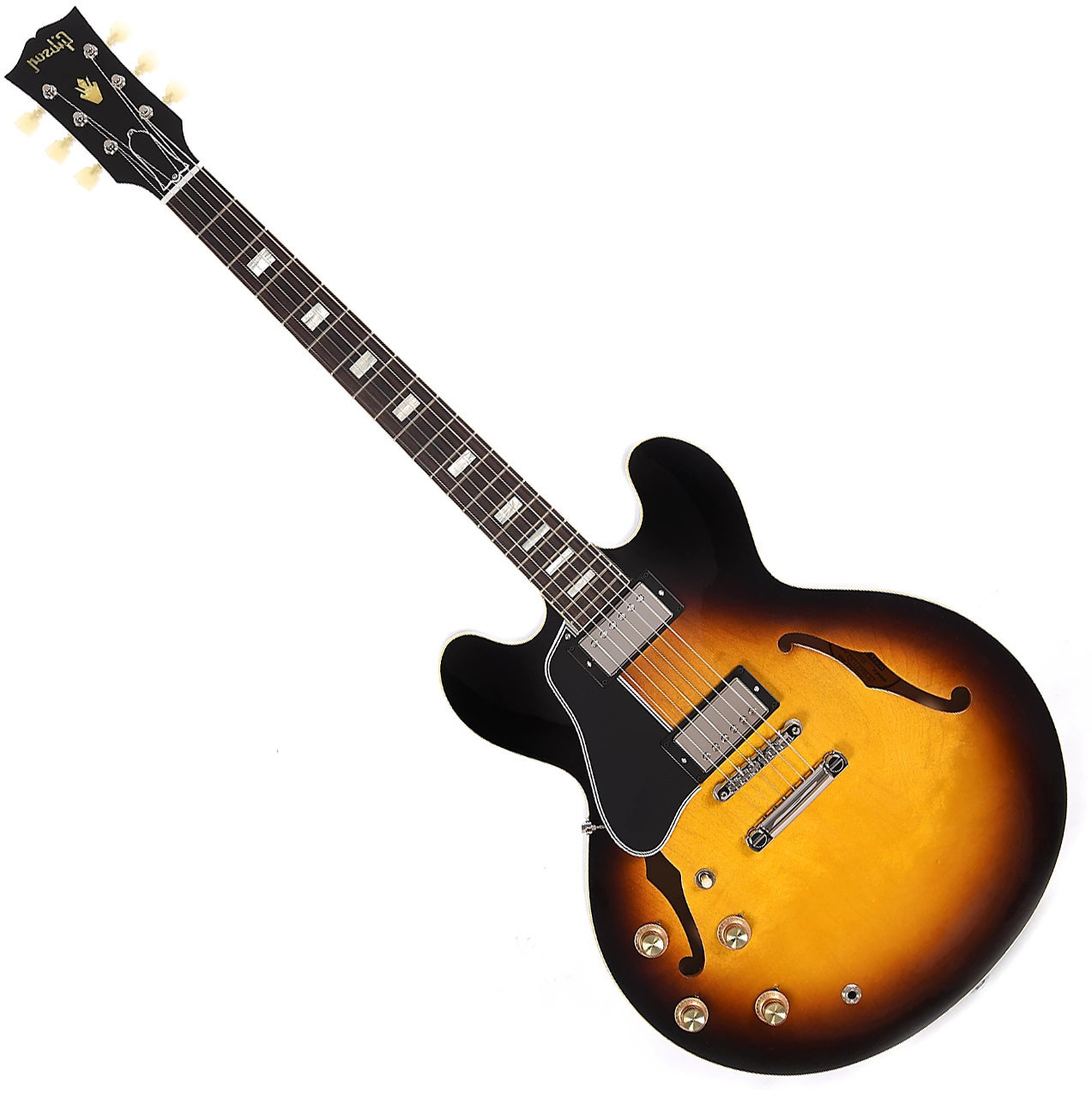 Elektrická kytara pro leváka Gibson 62 ES-335 Kalamazoo Gloss 2019 Vintage Burst Lefty