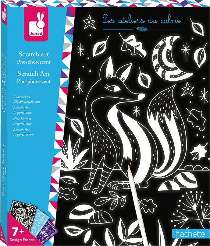 Scratch Art - raaputusaskartelu Janod Scratch Art - raaputusaskartelu Animals Glowing In The Dark