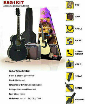 Elektroakusztikus gitár SX EAG 1 K BK - 1
