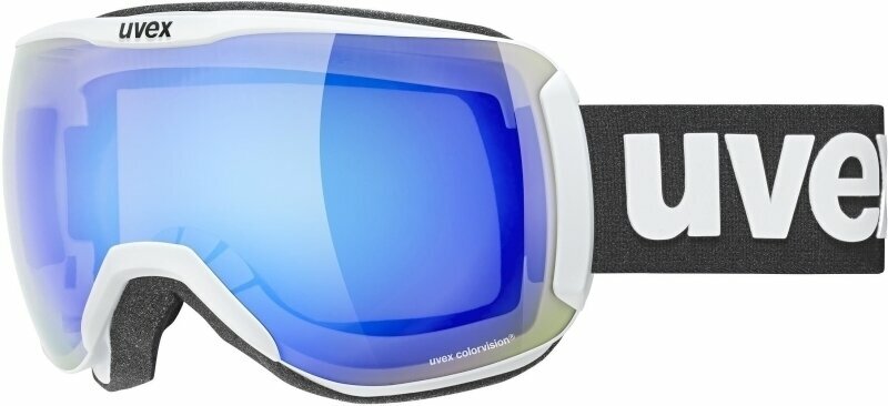 Óculos de esqui UVEX Downhill 2100 CV White Mat/Mirror Blue/CV Green Óculos de esqui