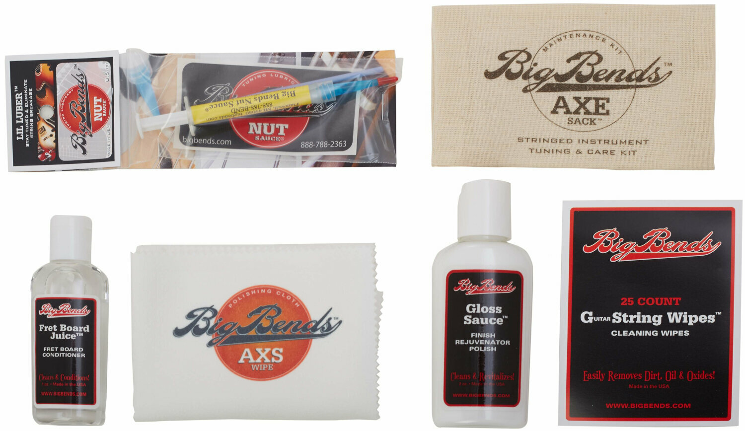Reinigungsmittel Big Bends AXE Sack – Guitar maintenance pack