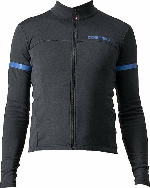 Cycling jersey Castelli Fondo 2 Jersey Full Zip Jersey Light Black/Blue Reflex S