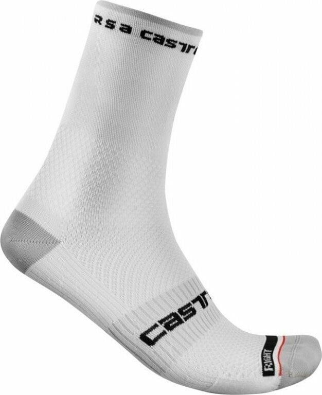 Meias de ciclismo Castelli Rosso Corsa Pro 15 Sock White S/M Meias de ciclismo