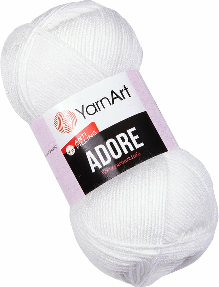 Fios para tricotar Yarn Art Adore 330 White Fios para tricotar