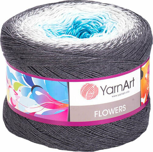 Плетива прежда Yarn Art Flowers 251 Grey White Blue Плетива прежда